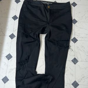 NWOT AMERICAN EAGLE 12 X long Sateen extreme legging jegging jeans destroyed